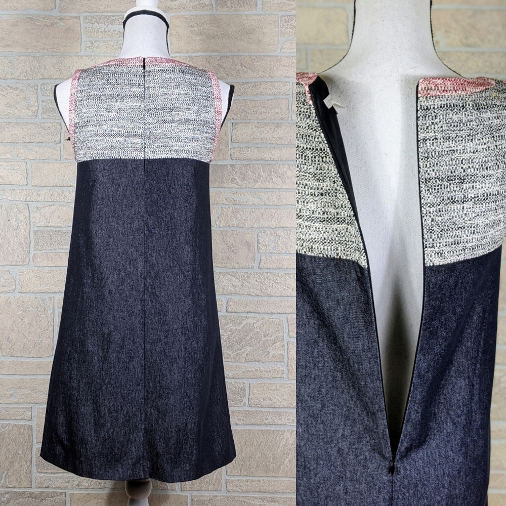 NWOT PAULE KA Tweed Denim A-Line Dress - Picture 2 of 8